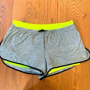 Women's Gray & Neon Yellow Athletic Shorts - Brand Unknown